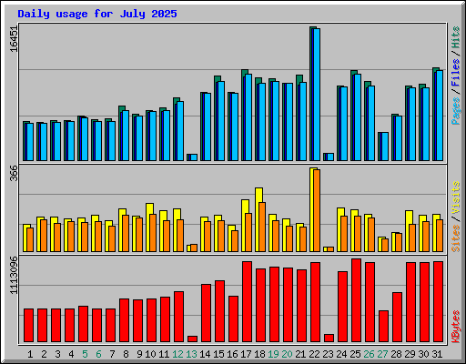 Daily usage for July 2025